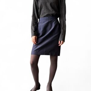 90s Silk Comme des Garcons Navy Pencil Skirt Dark Blue vintage M